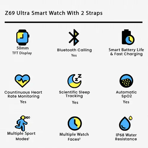 Z69 Ultra Smart Watch With 2 Straps 2 Z69 Ultra Smart Watch With 2 Straps