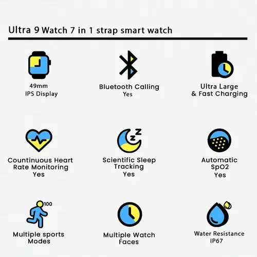 Ultra 9 Watch 7 in 1 strap smart watch 2 Ultra 9 Watch 7 in 1 strap smart watch