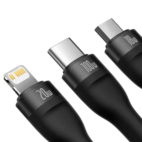 Baseus Flash Series 2 One-for three Fast Charging Cable Type-C to M+L+C 100W 2 Baseus Flash Series 2 One-for three Fast Charging Cable Type-C to M+L+C 100W