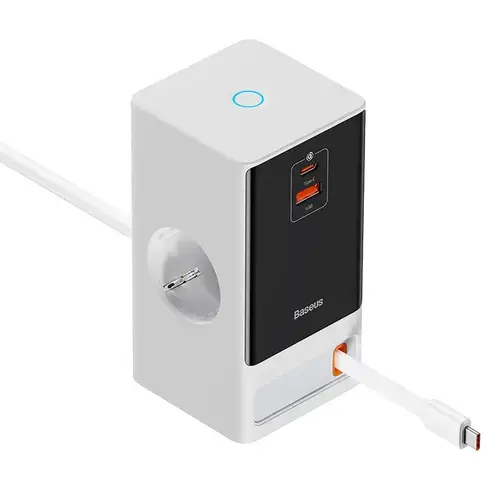 Baseus PowerCombo Digital PowerStrip 2AC+1U+1C+Retractable-C 65W with power cord