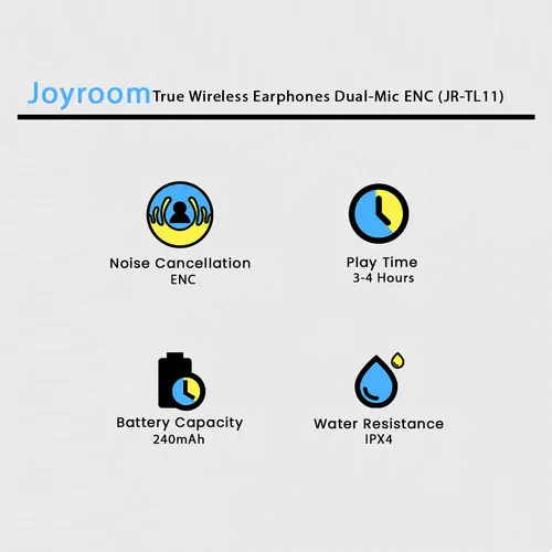 Joyroom True Wireless Earphones Dual-Mic ENC (JR-TL11) 2 Joyroom True Wireless Earphones Dual-Mic ENC (JR-TL11)