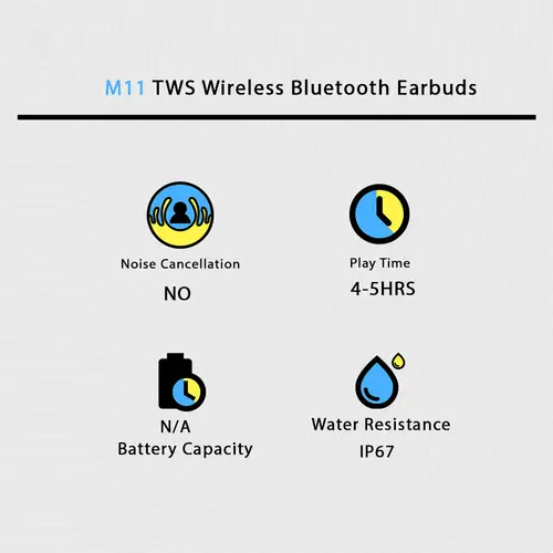 M11 TWS Wireless Bluetooth Earbuds 2 M11 TWS Wireless Bluetooth Earbuds