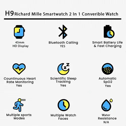 H9 Richard Mille Smartwatch 2 In 1 Converible Watch 2 H9 Richard Mille Smartwatch 2 In 1 Converible Watch