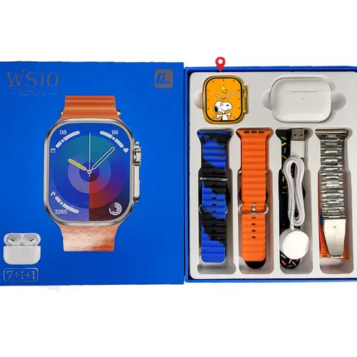 WS10 Smart Watch With 7 Straps  Earbuds