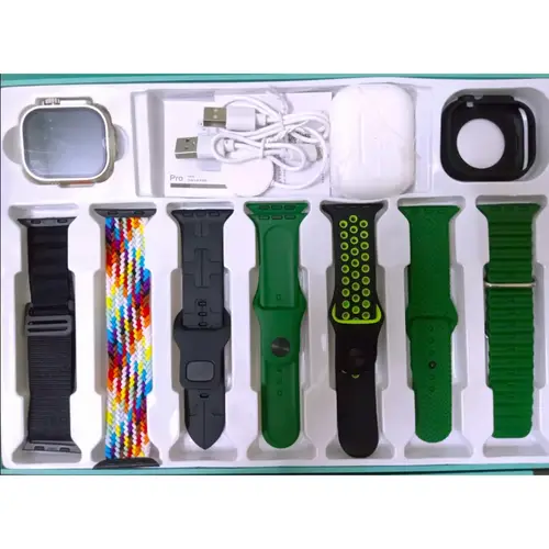 7 +1+1 Ultra Smart Watch with Airpods  Combo Gift Box