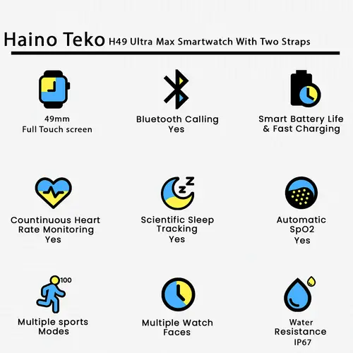 Haino Teko H49 Ultra Max Smartwatch With Two Straps