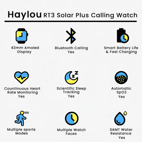 Haylou RT3 Solar Plus Calling Watch