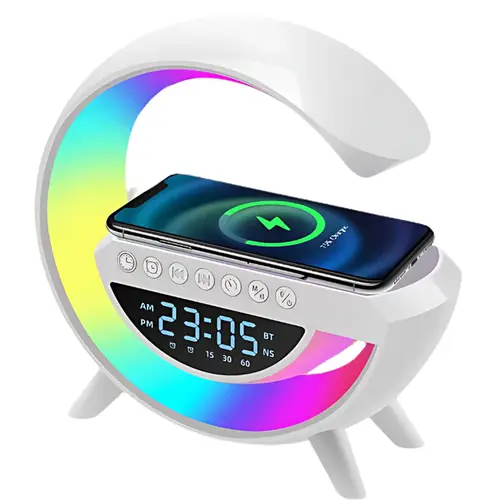 G shaped Lamp - Bluetooth Speaker- Wireless Charger  Digital Clock