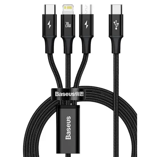 Baseus Rapid Series 20W 3-in-1 Cable Type-C to M+L+C PD