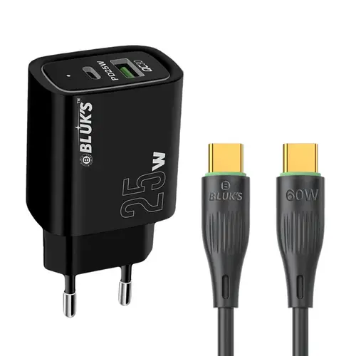 Bluks 25W Wall Charger BX-621 With USB-C To USB-C Cable