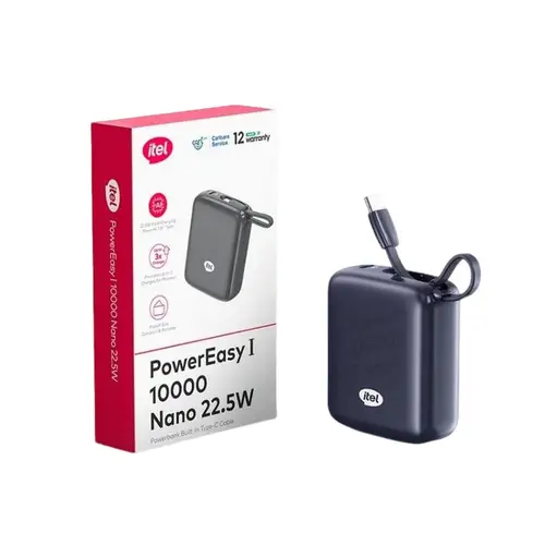 Itel PowerEasy 10000mAh Nano Power Bank Integrated Cable A1421