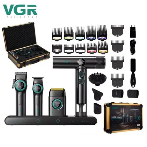 VGR Step Less Pro 4in1 Trimmers Foil Shaver Powerful Hair Dryer 9000RPM