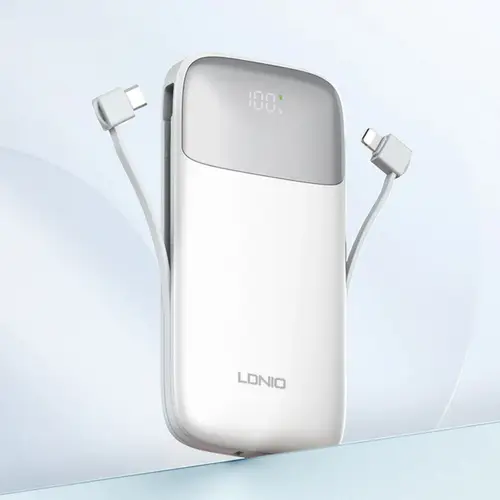 LDNIO 20000mAh Power Bank With Built in USB-C and Lightning Cables (PQ20)
