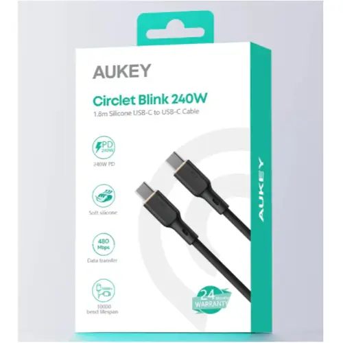 Aukey CB-SCC242 Circlet Blink 240W USB-C to USB-C Charging Cable