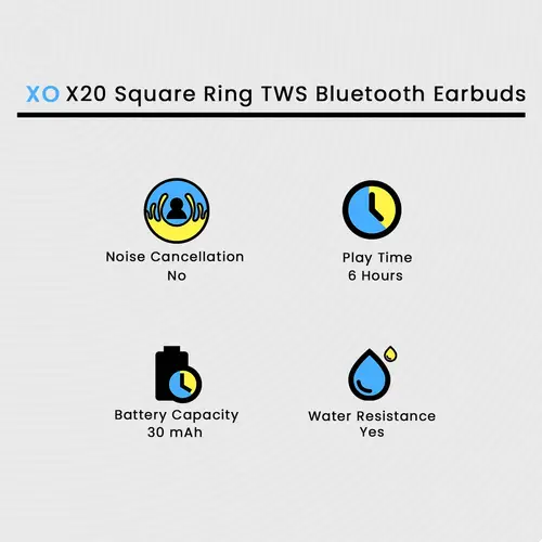 XO X20 Square Ring TWS Bluetooth Earbuds 2 XO X20 Square Ring TWS Bluetooth Earbuds