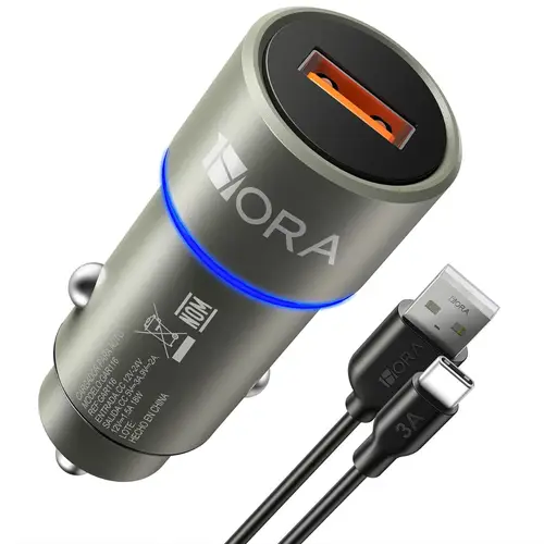 1Hora GAR116 18W Car Turbo Charger With USB To Type-C Cable