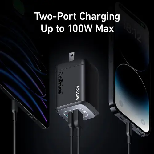 Anker Prime 100W USB-C GaN Charger 3-Ports 2 Pin US (A2688141)