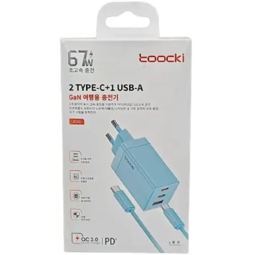 Toocki PO67AK11A2C0 67W GaN Super Fast Charging Adapter With 100W C2C Data Cable