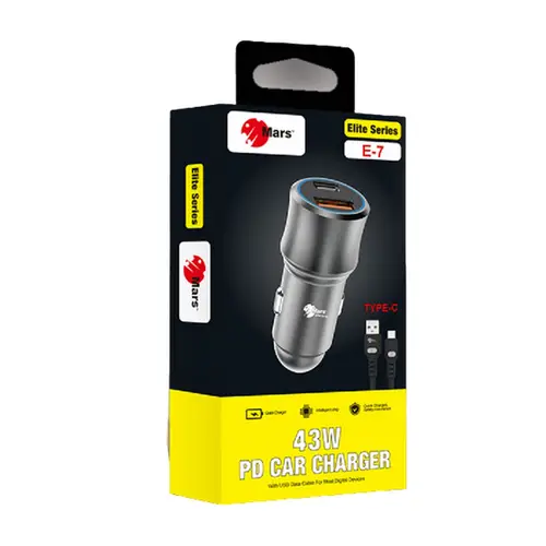 Mars Elite Series Multiprotocol PD + QC 3.0 Car Charger E7