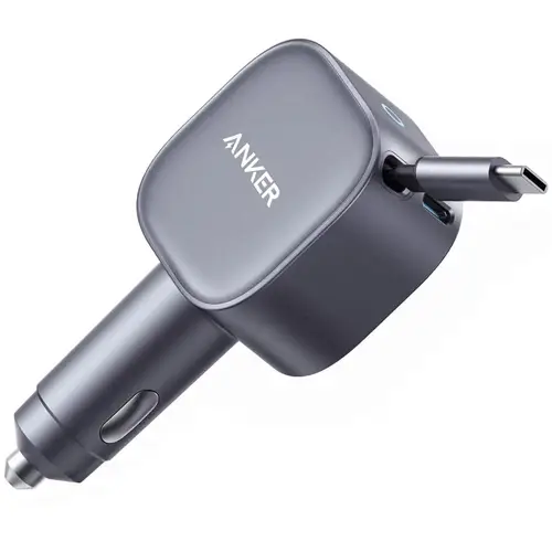 Anker Nano Car Charger 75w Usb-C Port Built-In Retractable Usb-C Cable