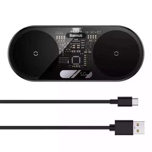Baseus Digital LED Display 2in1 Wireless Charger 20W Universal