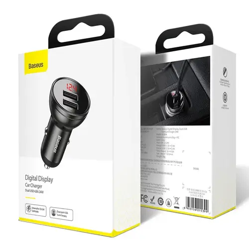 Baseus Digital Display Dual USB 4.8A Car Charger 24W