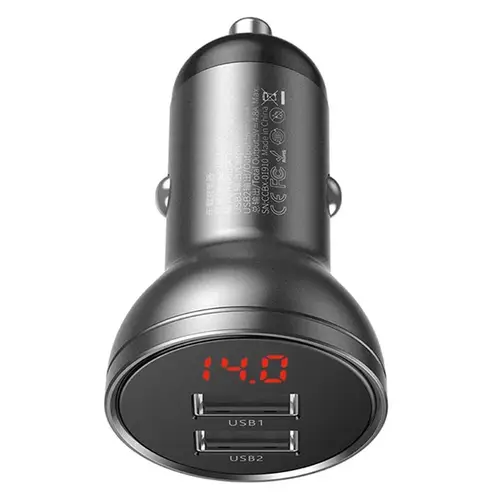 Baseus Digital Display Dual USB 4.8A Car Charger 24W