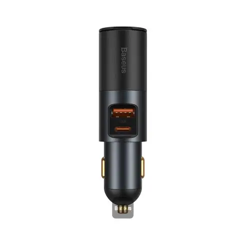 Baseus Share Together Car Charger with Cigarette Lighter Expansion Port U+C 120W