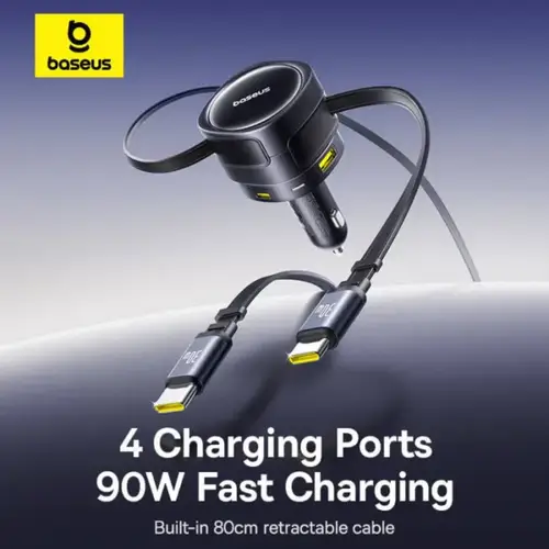 Baseus Enjoyment Max Car Charger C+C Cables U+C Ports 90W 4 Baseus Enjoyment Max Car Charger C+C Cables U+C Ports 90W