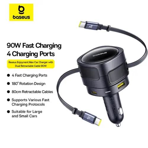 Baseus Enjoyment Pro Car Charger C+Retractable iP Cable 55W