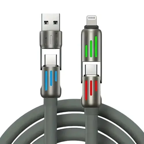 4in1 RGB 240W Fast Charging Silicone Data Cable