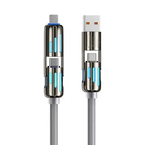 4in1 RGB 240W Fast Charging Silicone Data Cable 4 4in1 RGB 240W Fast Charging Silicone Data Cable