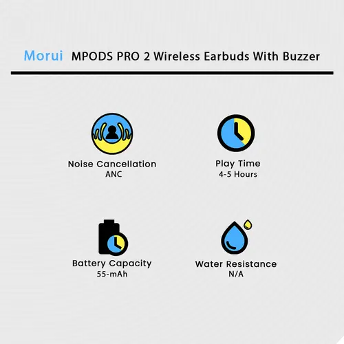 Morui MPODS PRO 2 ANC Wireless Earbuds With Buzzer