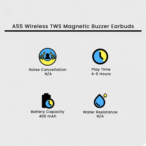A55 Wireless TWS Magnetic Buzzer Earbuds