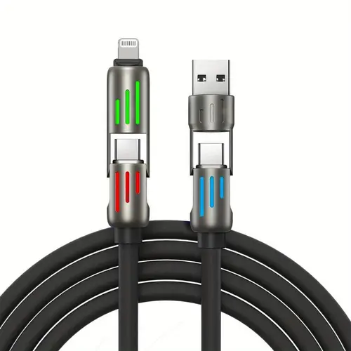 4in1 RGB 240W Fast Charging Silicone Data Cable (Pack of 2)