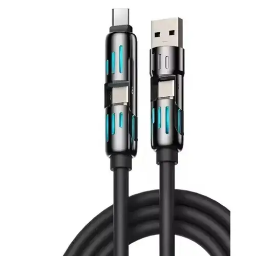 4in1 RGB 240W Fast Charging Silicone Data Cable (Pack of 2) 4 4in1 RGB 240W Fast Charging Silicone Data Cable (Pack of 2)