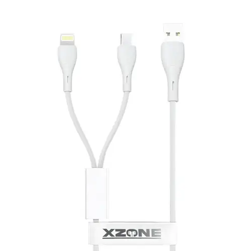 XZone X-4010G3 2 In 1 USB-A to Lightning and Type C Cable