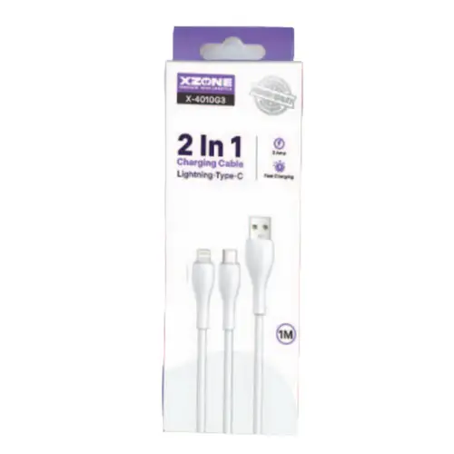 XZone X-4010G3 2 In 1 USB-A to Lightning and Type C Cable