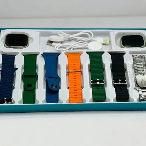 7 in 2 Crown Smart Watch with 7 Straps, 2 Watches (S9  Ultra 2), Wireless Charger